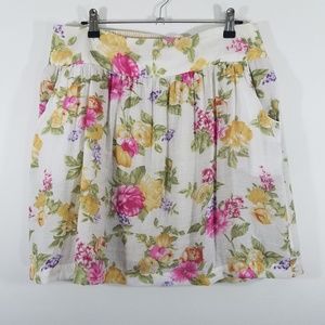 Maurice's Skirt MidiCream Floral Pockets Size L
